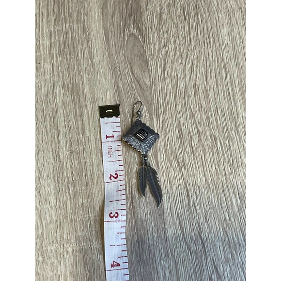 Navajo earring sterling 9.25 silver w/onyx stone center - Picture 5 of 5